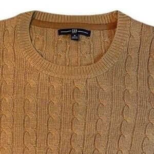 Gap Cable Knit Sweater Womens Small Tan Angora Blend Crewneck Pullover Classic
